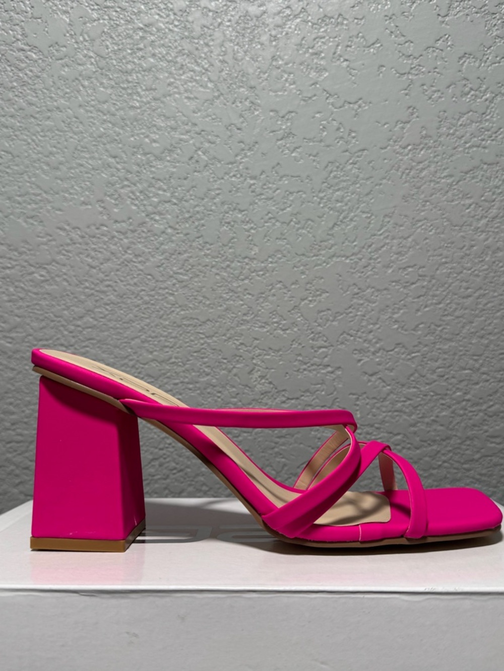 Pink Strappy Block Heel Sandal
